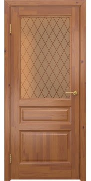 Дверь межкомнатная, M5 (массив сосны, лак светлый, сатинат бронзовый)