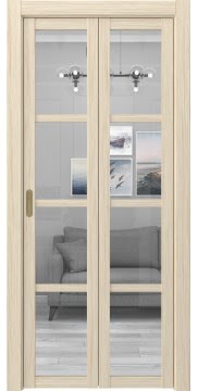 Складная дверь PM001 (экошпон «беленый дуб FL», стекло прозрачное) — 17022