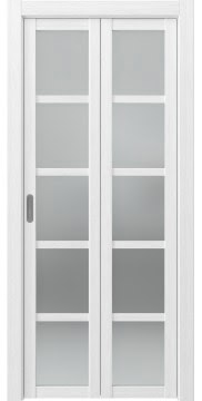 Складная дверь PM002 (экошпон белый, матовое стекло) — 17035