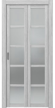 Складная дверь межкомнатная PM002 (экошпон «серый дуб FL», остекленная)