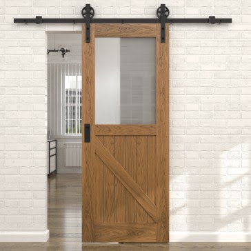 Раздвижная амбарная дверь RL002 (шпон дуб античный с патиной, сатинат) — 15525