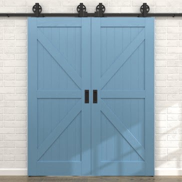 Межкомнатная амбарная дверь в стиле Лофт, RL002 (эмаль RAL 5024)
