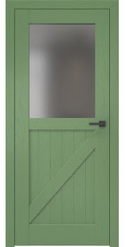 Межкомнатная дверь, RL002 (шпон ясень RAL 6011, стекло матовое)