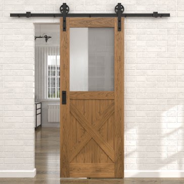 Раздвижная амбарная дверь RL003 (шпон дуб античный с патиной, сатинат) — 15549