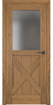 Межкомнатная дверь Лофт, RL003 (шпон дуб античный с патиной, остекленная)