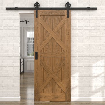 Раздвижная амбарная дверь RL003 (шпон дуб античный с патиной, глухая) — 15548