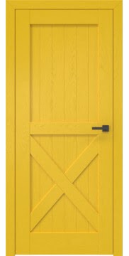 Крашенная дизайнерская дверь в стиле Лофт, короб из массива сосны, RL003 (шпон ясень RAL 1032, глухая)
