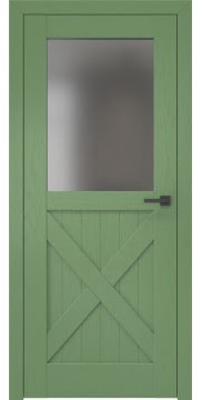Межкомнатная дверь, RL003 (шпон ясень RAL 6011, стекло матовое)