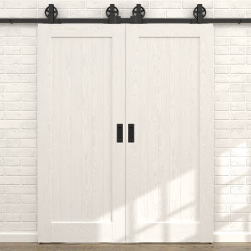 Раздвижная амбарная дверь RL004 (шпон ясень белый)