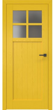 Дверь RL004 ( шпон ясень RAL 1032 (желтая), остекленная)