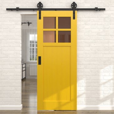 Раздвижная амбарная дверь RL004 (эмаль RAL 1032 по шпону ясеня, сатинат бронзовый) — 15585