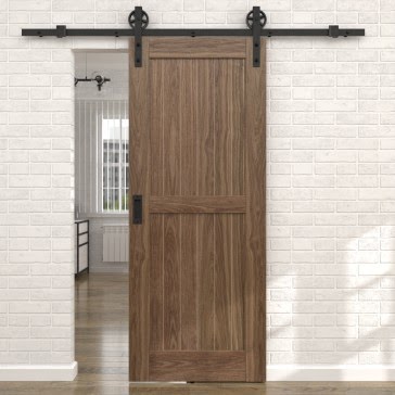 Раздвижная амбарная дверь RL005 (шпон американский орех, глухая) — 15602