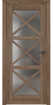 Межкомнатная дверь в стиле кантри, 600x2000, RL006 (шпон американский орех, остекленная)