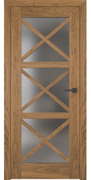 Дверь межкомнатная, RL006 (шпон дуб античный с патиной, остекленная)