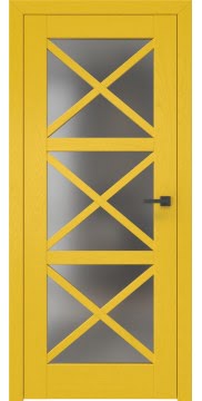 Дверь межкомнатная, RL006 (шпон ясень RAL 1032, со стеклом)