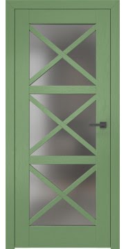 Межкомнатная дверь, RL006 (шпон ясень RAL 6011, стекло матовое)