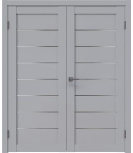 Распашная двустворчатая дверь RM003 (экошпон серый, сатинат) — 15148