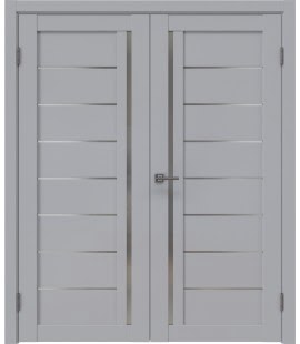 Распашная двустворчатая дверь RM004 (экошпон серый, сатинат) — 15153