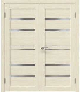 Распашная двустворчатая дверь RM049 (экошпон дуб млечный, матовое стекло) — 15020