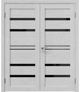 Деревянная двустворчатая дверь 800x2000, RM049 (экошпон серый дуб, лакобель черный)