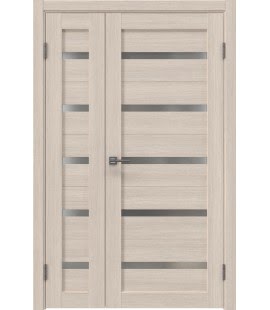 Распашная полуторная дверь RM020 (экошпон «капучино», матовое стекло) — 15017