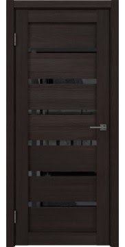 Межкомнатная дверь RM055 (экошпон «орех темный рифленый», лакобель черный) — 9510