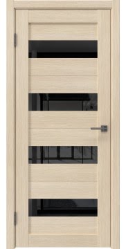 Межкомнатная дверь, RM060 (лиственница кремовая, с черным стеклом)