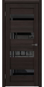 Межкомнатная дверь, RM060 (орех темный рифленый, остекленная)