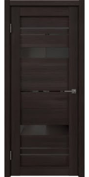 Дверь со вставками, RM062 (экошпон орех темный, с черным стеклом)