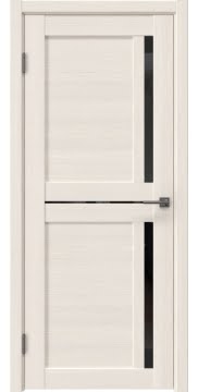 Межкомнатная дверь винил, RM063 (экошпон лиственница беленая, с черным стеклом)