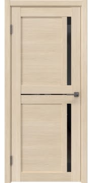 Дверь межкомнатная, RM063 (экошпон лиственница кремовая, с черным стеклом)
