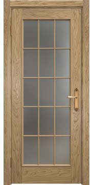 Багетная дверь, SK005 (шпон дуб натуральный, матовое стекло)