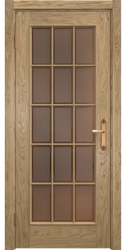 Межкомнатная дверь, SK005 (шпон дуб натуральный, стекло бронзовое)