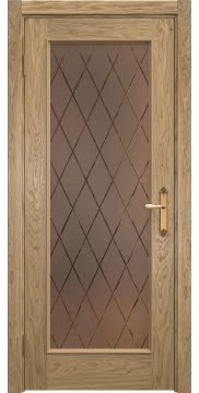 Межкомнатная дверь SK005 (шпон дуб натуральный, стекло бронзовое с гравировкой) — 6464