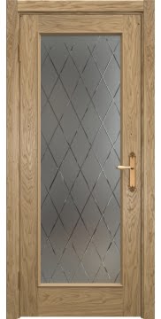 Межкомнатная дверь SK005 (шпон дуб натуральный, матовое стекло с гравировкой) — 6465