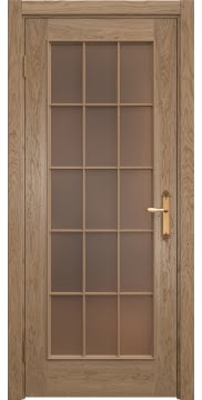 Межкомнатная дверь, SK005 (шпон дуб светлый, стекло бронзовое)