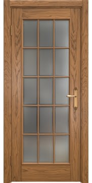 Межкомнатная дверь SK005 (шпон дуб античный с патиной / стекло рамка) — 5044