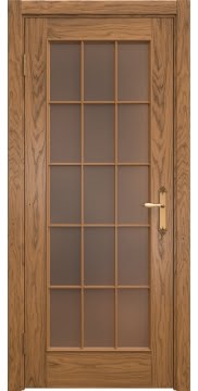 Межкомнатная дверь SK005 (шпон дуб античный с патиной / стекло бронзовое) — 5677