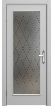 Межкомнатная дверь SK005 (эмаль серая, матовое стекло с гравировкой) — 6455