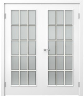 Распашная двустворчатая дверь SK005 (эмаль белая, сатинат решетка) — 15232