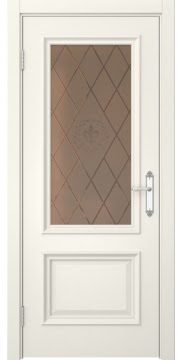 Дверь межкомнатная, SK006 (эмаль слоновая кость, стекло бронзовое)