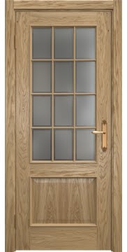 Межкомнатная дверь SK011 (натуральный шпон дуба / стекло рамка) — 5630