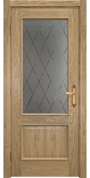 Межкомнатная дверь SK011 (шпон дуб натуральный, матовое стекло с гравировкой) — 6451