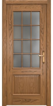 Межкомнатная дверь SK011 (шпон дуб античный с патиной / стекло рамка) — 5625