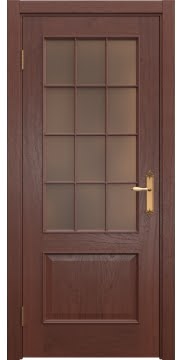 Межкомнатная дверь, SK011 (шпон красное дерево, стекло бронзовое)