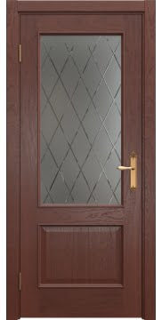 Межкомнатная дверь SK011 (шпон красное дерево, матовое стекло с гравировкой) — 6445