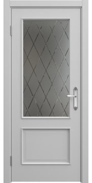 Межкомнатная дверь SK011 (эмаль серая, матовое стекло с гравировкой) — 6441