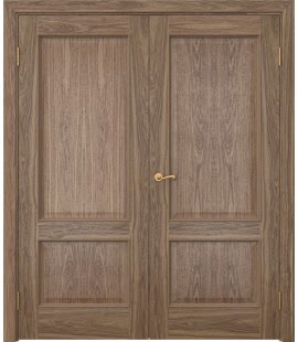 Распашная двустворчатая дверь SK011 (шпон американский орех, глухая) — 15103