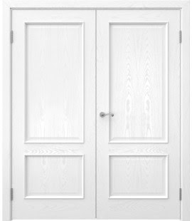 Распашная двустворчатая дверь SK011 (шпон ясень белый, глухая) — 15106