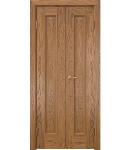 Распашная двустворчатая дверь SK013 (шпон «дуб античный с патиной», глухая, 40 см) — 15044